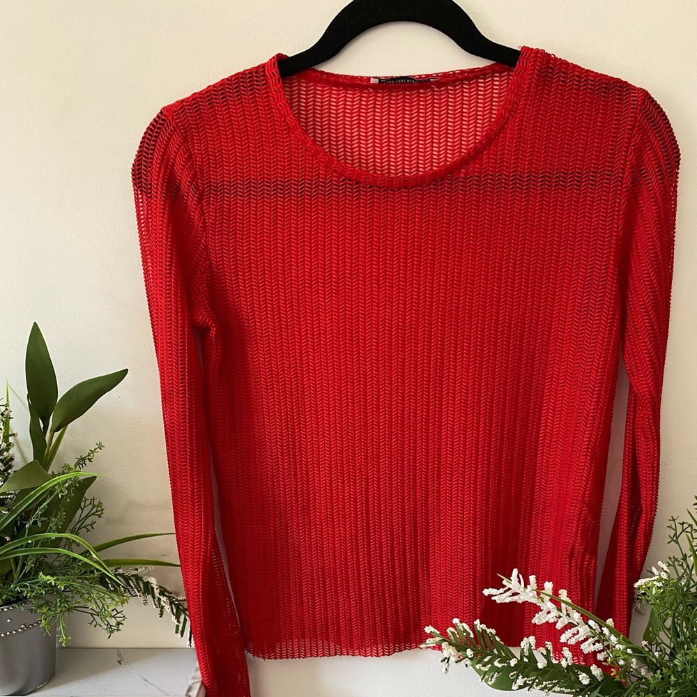 Mesh long sleeve top